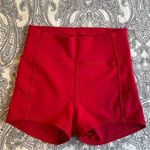 Red In Movement Biker Lululemon Workout Shorts